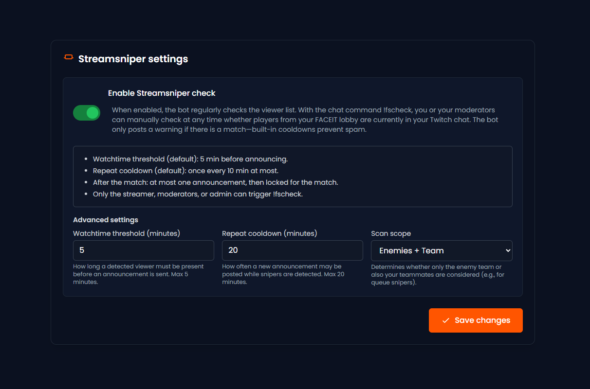 Automatically detect Streamsniper – Preview 2